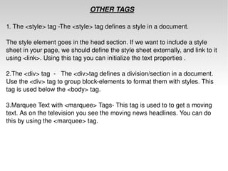 Tags in html | ODP