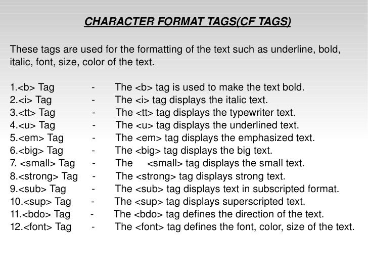 tags in html