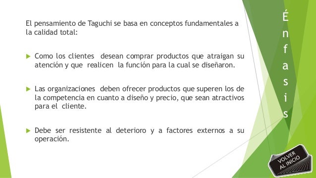 Taguchi aportes a la calidad
