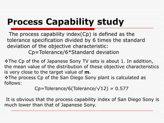 Taguchi Loss Function : Definition  “Quality is the loss a product causes to society after being shipped, other then any losses caused by its intrinsic functions.”     By “loss” Taguchi refers to the following two categories:Loss caused by variability of function. 