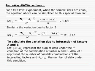 Two –Way ANOVAThere are two controlled parameters in this experimental situation  Let us consider an experimental situation. A student worked at an aluminum casting foundry which manufactured pistons for reciprocating engines.  The problem with the process was how to attain the proper hardness (Rockwell B) of the casting for a particular product. Engineers were interested in the effect of copper and magnesium content on casting hardness.According to specifications the copper content could be 3.5 to 4.5% and the magnesium content could be 1.2 to 1.8%. 