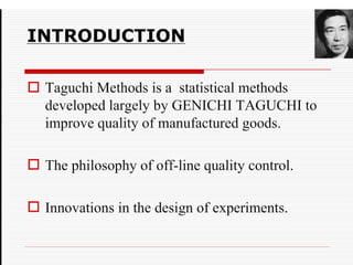 Taguchi quality loss function