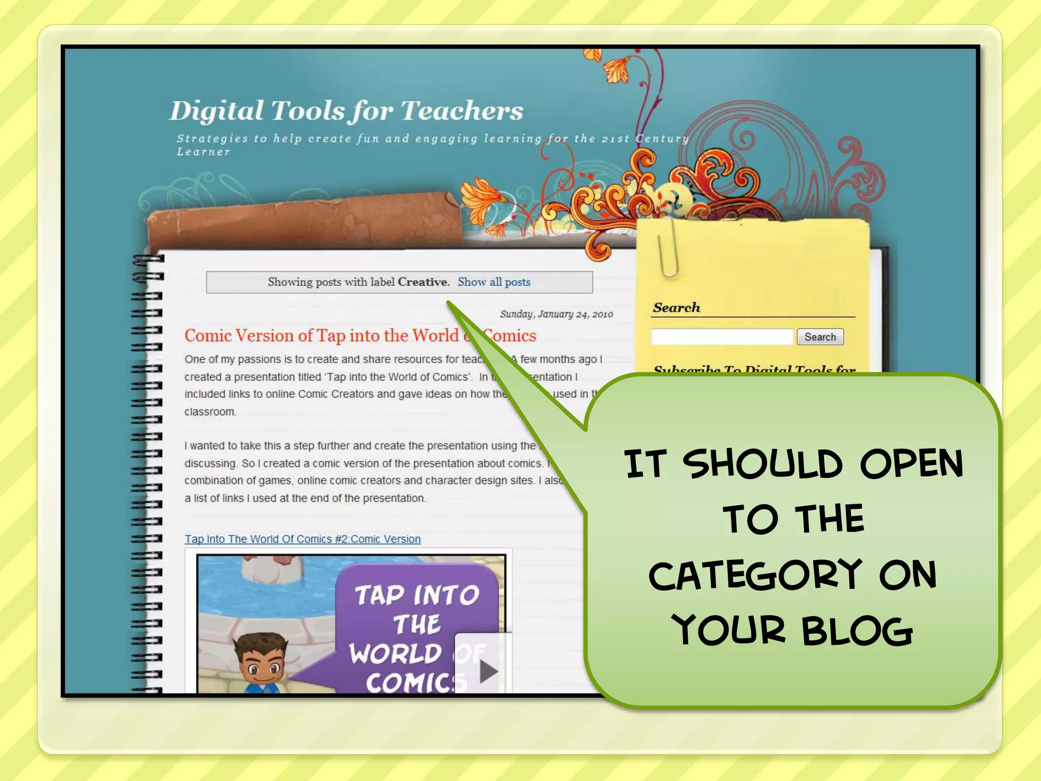 It should open
    to the
 category on
  your blog
 