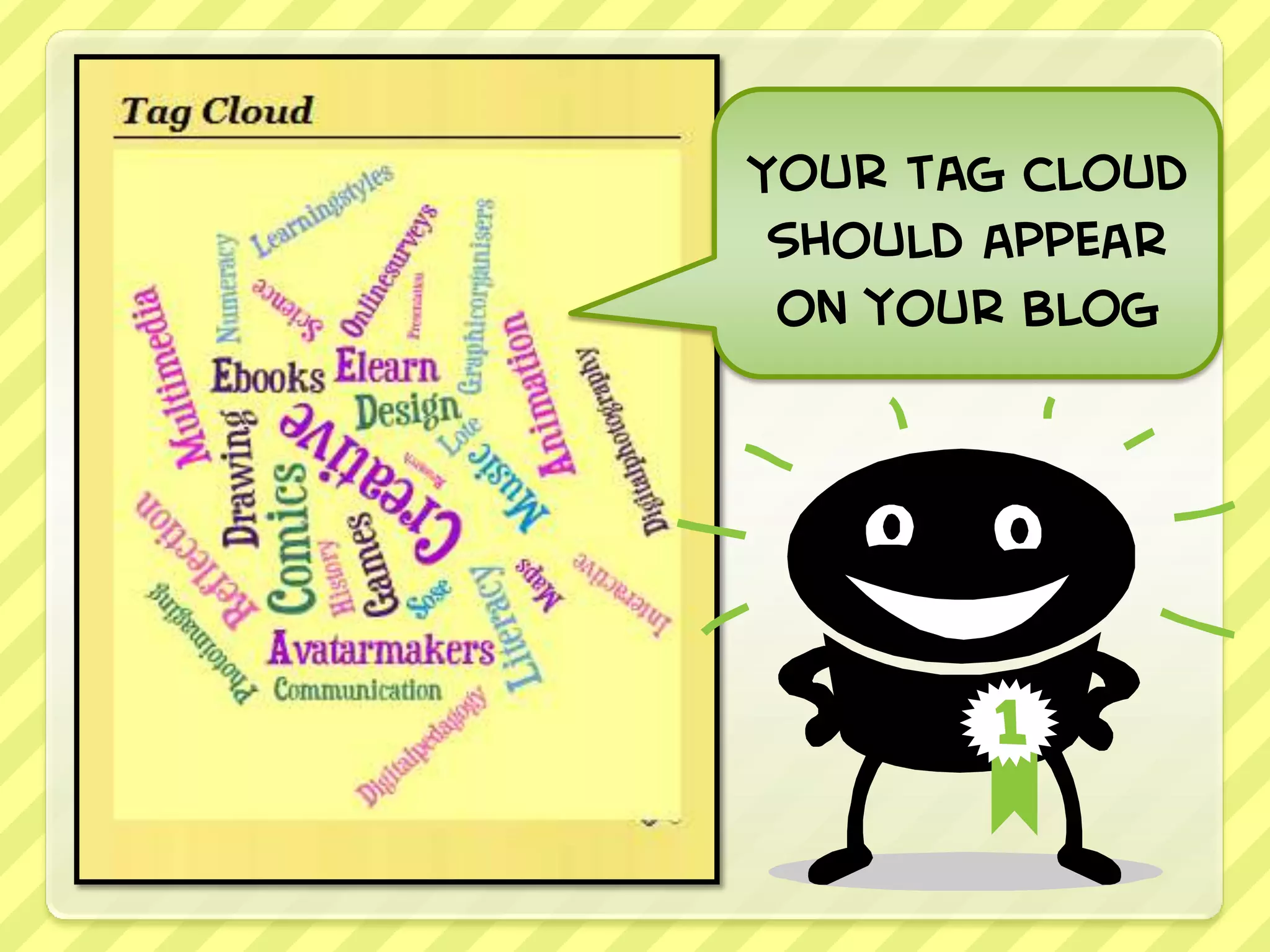 Your tag cloud
 should appear
 on your blog
 