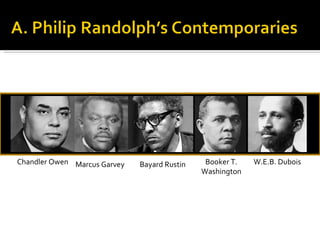 Chandler Owen Marcus Garvey   Bayard Rustin    Booker T.   W.E.B. Dubois
                                              Washington
 