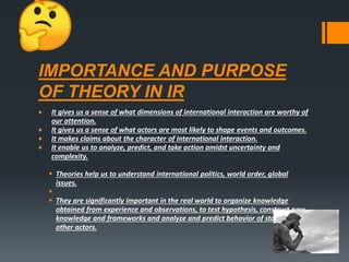 importance of theory in international relations by TAHA AMIR | PPTX