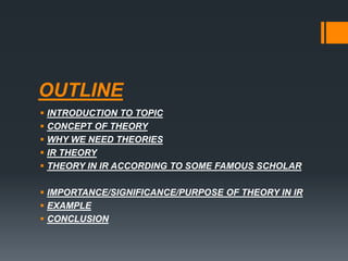importance of theory in international relations by TAHA AMIR | PPTX