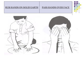 RUB HANDS ON SOLID EARTH PASS HANDS OVER FACE
 