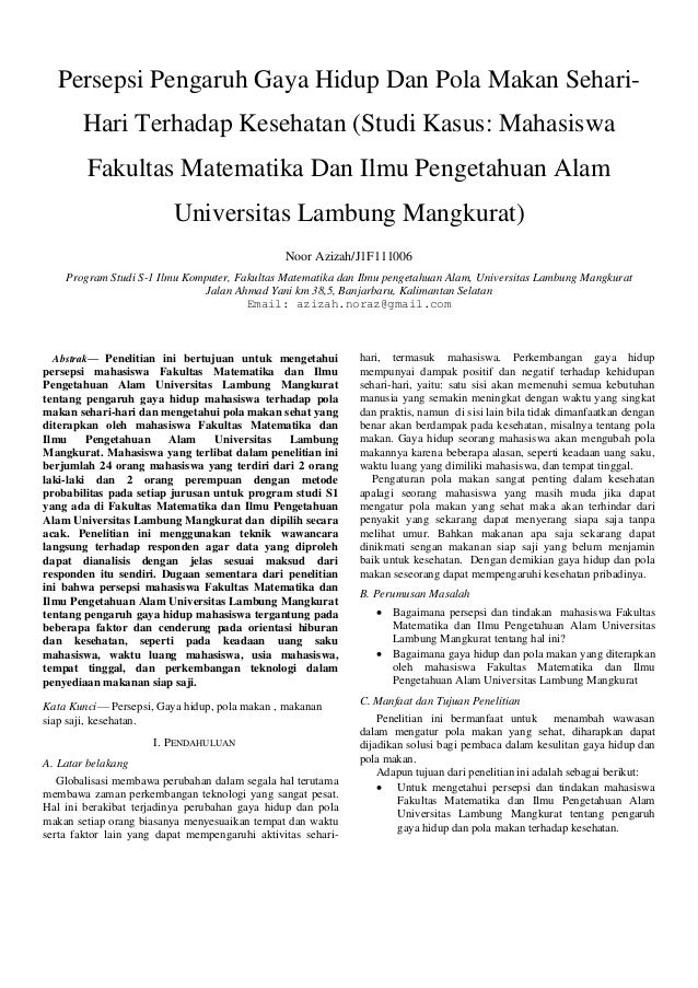 Tahap 1 Persepsi Pengaruh Gaya Hidup Dan Pola Makan Sehari Hari Terha Tahap 1 Persepsi Pengaruh Gaya Hidup Dan Pola Makan Sehari Hari Terha