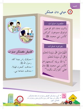 ‫نوتا‬
‫ضورو‬
136
‫ادب‬
.‫مغابايكنث‬ ‫عاقبة‬ ‫دان‬ ‫برصلوات‬ ‫كفنتيغن‬ ‫منجلسكن‬ ‫ضورو‬ 	
•
‫دان‬ ‫برصلوات‬ ‫عملن‬ ‫ي‬‫ء‬
‫ماللو‬ ‫رسول‬ ‫كفد‬ ‫خينتا‬ ‫راس‬ ‫ترفكن‬ 	
•
.‫سنهث‬ ‫مغحياتي‬ 	
‫عملكن‬ ‫دان‬ ‫حياتي‬ 2
‫صلوات‬ ‫مغعملكن‬ ‫كفنتيغن‬
‫كفد‬ ‫چينتا‬ ‫راس‬ ‫مموفوق‬ 	
•
. ‫اهلل‬ ‫رسول‬ 	
.‫فهاال‬ ‫ضنجرن‬ ‫مندافت‬ •
.‫نبي‬ ‫شڤاعة‬ ‫مندافت‬ •
‫فوجين‬ ‫اتاو‬ ‫دعاء‬ ‫يت‬‫ء‬‫يا‬
‫كبركتن‬ ‫مموهون‬ ‫اونتوق‬
 ‫محمد‬ ‫نبي‬ ‫كأتس‬
‫صلوات‬ ‫مقصود‬
‫صلوات‬ ‫خونتوه‬
ٍ‫د‬
َّ‫م‬َ‫ح‬ُ‫م‬ ‫ا‬
َ
‫ن‬ِ‫د‬ّ
ِ‫ي‬َ‫س‬
َ‫لَي‬
‫ع‬
ّ
ِ‫ل‬ َ
‫ص‬ َّ‫م‬ُ‫ه‬
َّ
‫لل‬
َ
‫ا‬
ٍ‫د‬
َّ‫م‬َ‫ح‬ُ‫م‬ ‫ا‬
َ
‫ن‬ِ‫د‬ّ
ِ‫ي‬َ‫س‬ ِ‫ل‬‫آ‬
َ‫لَي‬
‫ع‬َ‫و‬
‫ن‬‫ء‬‫كسجهترا‬ ‫بريله‬ ‫اهلل‬ ‫“يا‬
‫دان‬  ‫محمد‬ ‫نبي‬ ‫كأتس‬
”‫بضيندا‬ ‫كلوارض‬ ‫اهلي‬
6.4.3
6.4.4
6.4.5
‫بوكو‬
‫تيؤيتي‬‫اك‬
135-140
 