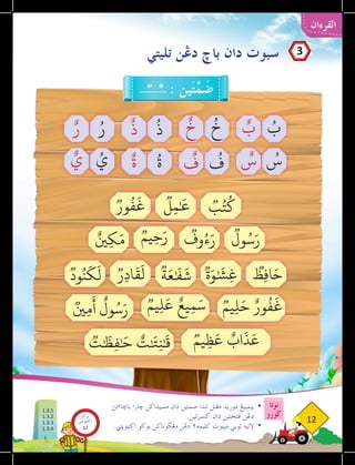 ‫القرءان‬
‫نوتا‬
‫ضورو‬
12
‫نث‬‫ء‬‫باخا‬ ‫خارا‬ ‫ممبيذاكن‬ ‫دان‬ ‫ضمتين‬ ‫تندا‬ ‫مغنل‬ ‫موريد‬ ‫بيمبيغ‬ 	
•
.‫كسرتين‬ ‫دان‬ ‫فتحتين‬ ‫دغن‬ 	
.‫اكتيؤيتي‬ ‫بوكو‬ ‫مغضوناكن‬ ‫دغن‬ ٢‫كليمه‬ ‫مثبوت‬ ‫توبي‬ ‫التيه‬ 	
•
‫تليتي‬ ‫دغن‬ ‫باخ‬ ‫دان‬ ‫سبوت‬
: ‫ين‬َ‫ت‬َّ
‫م‬ َ
‫ض‬
ٌ
ٞ
‫ب‬ُ‫ت‬
ُ
‫ك‬
ٞ‫ِر‬‫د‬‫ا‬
َ
‫ق‬
َ
‫ل‬
ٞ
‫ود‬ُ‫ن‬
َ
‫ك‬
َ
‫ل‬
ٞ
‫ِظ‬‫ف‬‫ا‬َ‫ح‬
ٞ‫يم‬ِ‫ل‬َ‫ح‬ ٌ‫ور‬
ُ
‫ف‬
َ
‫غ‬
ٞ‫يم‬ِ‫ل‬
َ
‫ع‬ ٌ‫يع‬ِ‫م‬َ‫س‬
ٞ‫ِني‬‫م‬
َ
‫أ‬
ٌ
‫ول‬ُ‫س‬َ‫ر‬
ٞ‫ت‬ٰ َ
‫ظ‬ِ‫ف‬ٰ َ
‫ح‬ ٌ
‫ت‬ٰ َ
‫ت‬ِ‫ن‬ٰ َ
‫ق‬
ٞ‫يم‬ِ‫ظ‬
َ
‫ع‬ ٌ
‫اب‬
َ
‫ذ‬
َ
‫ع‬
ٞ
‫ة‬َ‫و‬ٰ َ
‫ِش‬‫غ‬
ٞ
‫ة‬َ‫ع‬ٰ َ
‫ف‬
َ
‫ش‬
ٞ
‫ل‬ِ‫م‬ٰ َ
‫ع‬
ٞ
‫ول‬ُ‫س‬َ‫ر‬
ٞ‫ور‬
ُ
‫ف‬
َ
‫غ‬
ٞ
‫وف‬ُ‫ء‬َ‫ر‬
ٞ‫يم‬ِ‫ح‬َ‫ر‬
ٌ‫ِني‬‫ك‬َ‫م‬
ُ
‫ب‬
ُ
‫س‬
ُ
‫ف‬
ُ‫ة‬
ُ‫ي‬
ُ
‫ذ‬
ُ‫ر‬
ُ
‫خ‬ ٌ
‫ب‬
ٌ
‫س‬
ٌ
‫ف‬
ٌ‫ة‬
ٌ‫ي‬
ٌ
‫ذ‬
ٌ‫ر‬
ٌ
‫خ‬
3
1.3.1
1.3.2
1.3.3
1.3.4
‫بوكو‬
‫تيؤيتي‬‫اك‬
12
 