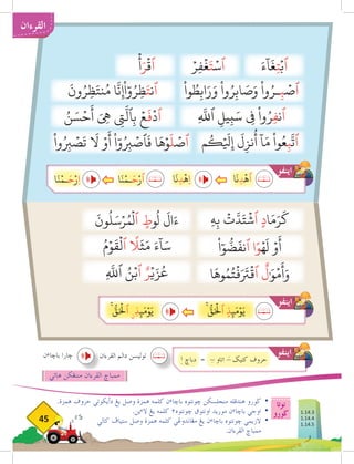 ‫نوتا‬
‫ضورو‬
45
‫القرءان‬
.‫همزة‬ ‫حروڤ‬ ‫دأيكوتي‬ ‫يغ‬ ‫وصل‬ ‫همزة‬ ‫كلمه‬ ‫ن‬‫ء‬‫باخا‬ ‫خونتوه‬ ‫منجلسكن‬ ‫هندقله‬ ‫ضورو‬ 	
•
.‫ين‬‫ء‬‫ال‬ ‫يغ‬ ‫كلمه‬ ٢‫خونتوه‬ ‫اونتوق‬ ‫موريد‬ ‫ن‬‫ء‬‫باخا‬ ‫اوجي‬ 	
•
‫كالي‬ ‫ستياف‬ ‫وصل‬ ‫همزة‬ ‫كلمه‬ ‫مغاندوغي‬ ‫يغ‬ ‫ن‬‫ء‬‫باخا‬ ‫خونتوه‬ ‫الزيمي‬ 	
•
.‫القرءان‬ ‫ممباخ‬ 	
َ‫ء‬
ٓ
‫ا‬
َ
‫غ‬ِ‫ت‬ۡ‫ٱب‬
ْ
‫وا‬ ُ
‫ط‬ِ‫ب‬‫ا‬َ‫ر‬َ‫و‬
ْ
‫وا‬ُ‫ر‬ِ‫ب‬‫ا‬ َ
‫ص‬َ‫و‬
ْ
‫وا‬ُ‫ـر‬ِ‫ب‬ ۡ
‫ٱص‬
ِ
َّ‫ه‬
‫ٱلل‬ ِ‫يل‬ِ‫ب‬َ‫س‬ ِ‫ي‬
‫ف‬
ْ
‫وا‬ُ‫ر‬ِ‫ف‬‫ٱن‬
‫م‬
ُ
‫ك‬َۡ‫ي‬
‫ل‬ِ‫إ‬
َ
‫ل‬ِ‫نز‬
ُ
‫أ‬
ٓ
‫ا‬َ‫م‬
ْ
‫وا‬ُ‫ع‬ِ‫ب‬
َّ
‫ٱت‬
ِ‫ه‬ِ‫ب‬
ۡ
‫ت‬َّ‫د‬َ‫ت‬
ۡ
‫ٱش‬ ٍ‫د‬‫ا‬َ‫م‬َ‫ر‬
َ
‫ك‬
ْ
‫ا‬ٓ‫و‬
ُّ
‫ض‬
َ
‫ٱنف‬ ‫ا‬ً‫و‬ۡ‫ه‬
َ
‫ل‬ ۡ‫و‬
َ
‫أ‬
‫ا‬
َ
‫وه‬ُ‫م‬ُ‫ت‬
ۡ
‫ف‬َ َ‫ر‬
‫ت‬
ۡ
‫ٱق‬
ٌ
‫ل‬ٰ َ‫و‬ۡ‫م‬
َ
‫أ‬َ‫و‬
َ
‫ون‬
ُ
‫ل‬َ‫س‬ۡ‫ر‬ُ‫م‬
ۡ
‫ٱل‬ ٍ
‫وط‬
ُ
‫ل‬
َ
‫ال‬َ‫ء‬
ُ‫م‬ۡ‫و‬
َ
‫ق‬
ۡ
‫ٱل‬
ً‫ا‬
‫ل‬
َ
‫ث‬َ‫م‬ َ‫ء‬
ٓ
‫ا‬َ‫س‬
ِ
َّ‫ه‬
‫ٱلل‬ ُ‫ن‬ۡ‫ٱب‬ ٌ‫ر‬ۡ‫ي‬َ‫ز‬ُ‫ع‬
َ
‫ون‬ُ‫ر‬ِ‫ظ‬َ‫نت‬ُ‫م‬ ‫ا‬
َّ
‫ن‬ِ‫إ‬
ْ
‫ا‬ٓ‫و‬ُ‫ر‬ِ‫ظ‬َ‫ٱنت‬
ُ‫ن‬ َ‫س‬ۡ‫ح‬
َ
‫أ‬ َ ِ‫ي‬
‫ه‬ ِ‫ي‬
‫ت‬
َّ
‫ٱل‬ِ‫ب‬ ۡ‫ع‬
َ
‫ف‬
ۡ
‫ٱد‬
ْ
‫وا‬ُ
ِ‫ر‬
‫ب‬ ۡ
‫ص‬
َ
‫ت‬
َ‫ا‬
‫ل‬ ۡ‫و‬
َ
‫أ‬
ْ
‫ا‬ٓ‫و‬ُ
ِ‫ر‬
‫ب‬ ۡ
‫ٱص‬
َ
‫ف‬ ‫ا‬
َ
‫ه‬ۡ‫و‬
َ
‫ل‬ ۡ
‫ٱص‬
ۡ‫ر‬ِ‫ف‬
ۡ
‫غ‬َ‫ت‬ۡ‫ٱس‬
ۡ
‫أ‬َ‫ر‬
ۡ
‫ٱق‬
‫القرءان‬ ‫دالم‬ ‫توليسن‬
‫ن‬‫ء‬‫باخا‬ ‫خارا‬
‫هاتي‬ ‫مننغكن‬ ‫القرءان‬ ‫ممباخ‬
‫كتيض‬ ‫حروف‬
‫اتاو‬
‫دباخ‬ =
ِ‫ا‬ َ
ِ ‫اينفو‬
‫ا‬
َ
‫ن‬ِ‫د‬
ۡ
‫ٱه‬
‫ا‬
َ
‫ن‬ِ‫د‬
ۡ
‫ِه‬‫ا‬
‫ا‬َ‫ن‬ۡ‫ـم‬َ‫ح‬ۡ‫ٱر‬
‫ا‬َ‫ن‬ۡ‫ـم‬َ‫ح‬ۡ‫ِر‬‫ا‬
‫اينفو‬
ۚ
ُّ
‫ق‬َ ۡ‫ح‬
‫ٱل‬ ٍ‫ذ‬ِ‫ئ‬َ‫م‬ۡ‫و‬َ‫ي‬
ۚ
ُّ
‫ق‬َ ۡ‫ح‬
‫ٱل‬ ِ‫ن‬
ِ‫ذ‬ِ‫ئ‬َ‫م‬ۡ‫و‬َ‫ي‬
‫اينفو‬
1.14.3
1.14.4
1.14.5
 