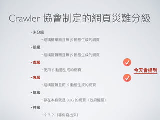 Crawler
•
• JS
•
• JS
•
• JS
•
• JS
•
• BUG
•
•
 