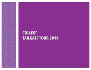 COLLEGE
TAILGATE TOUR 2016
1
 