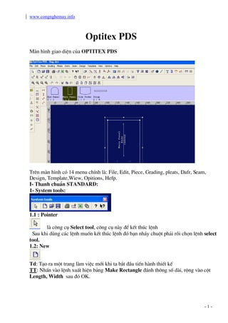 Optitex Tools.pdf Tai Lieu Huong Dan Su Dung Optitex PDS Thiet Ke Thoi Trang | PDF