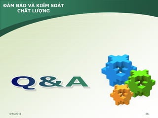 ĐẢM BẢO VÀ KIỂM SOÁT
CHẤT LƯỢNG
28
5/14/2014
 
