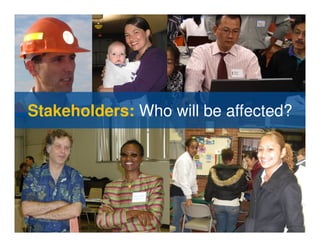 Stakeholders: Who will be affected?
 
