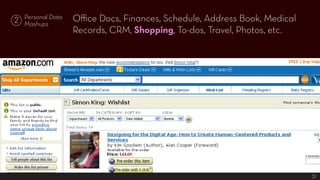 Office Docs, Finances, Schedule, Address Book, Medical
    Personal Data
2   Mashups
                    Records, CRM, Sho...