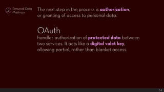 The next step in the process is authorization,
    Personal Data
2   Mashups
                    or granting of access to ...