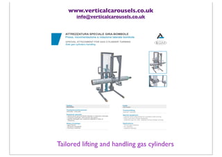 www.verticalcarousels.co.uk
       info@verticalcarousels.co.uk




Tailored lifting and handling gas cylinders
 