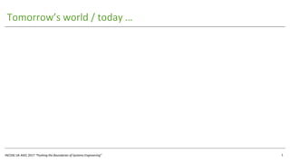 INCOSE UK ASEC 2017 “Pushing the Boundaries of Systems Engineering”
Tomorrow’s world / today …
5
 