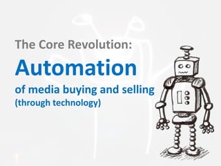 The Core Revolution:
Automation
of media buying and selling
(through technology)
 