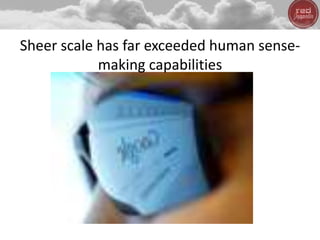 Sheer scale has far exceeded human sense-
making capabilities
 