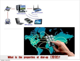 What is the properties of dial-up（撥號)?
Tuesday, 4 June 2013
 