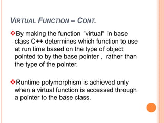 pointers,virtual functions and polymorphism | PPTX