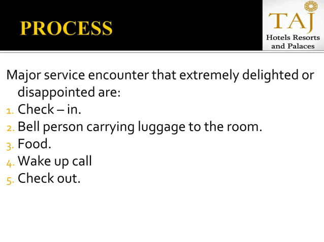 8 P s Of Service Marketing On Taj Hotel PPT