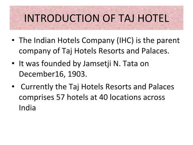 Taj Hotel PPT