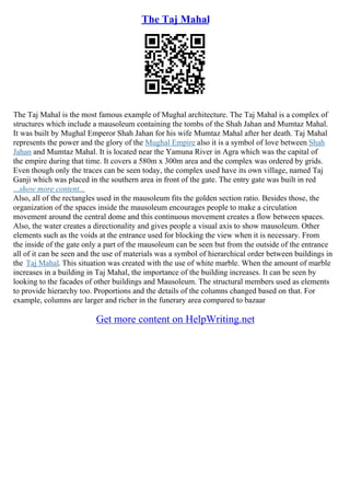 Taj Mahal Essay | PDF