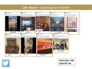 Live Event – Coverage on Twitter
Total Likes: 730
Total RTs: 60
 