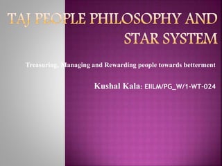 Treasuring, Managing and Rewarding people towards betterment
Kushal Kala: EIILM/PG_W/1-WT-024
 