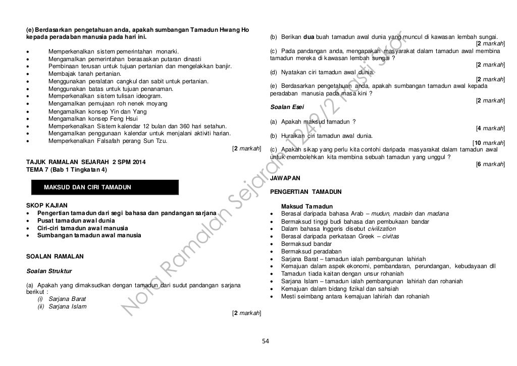 Tajuk ramalan sejarah spm 2014