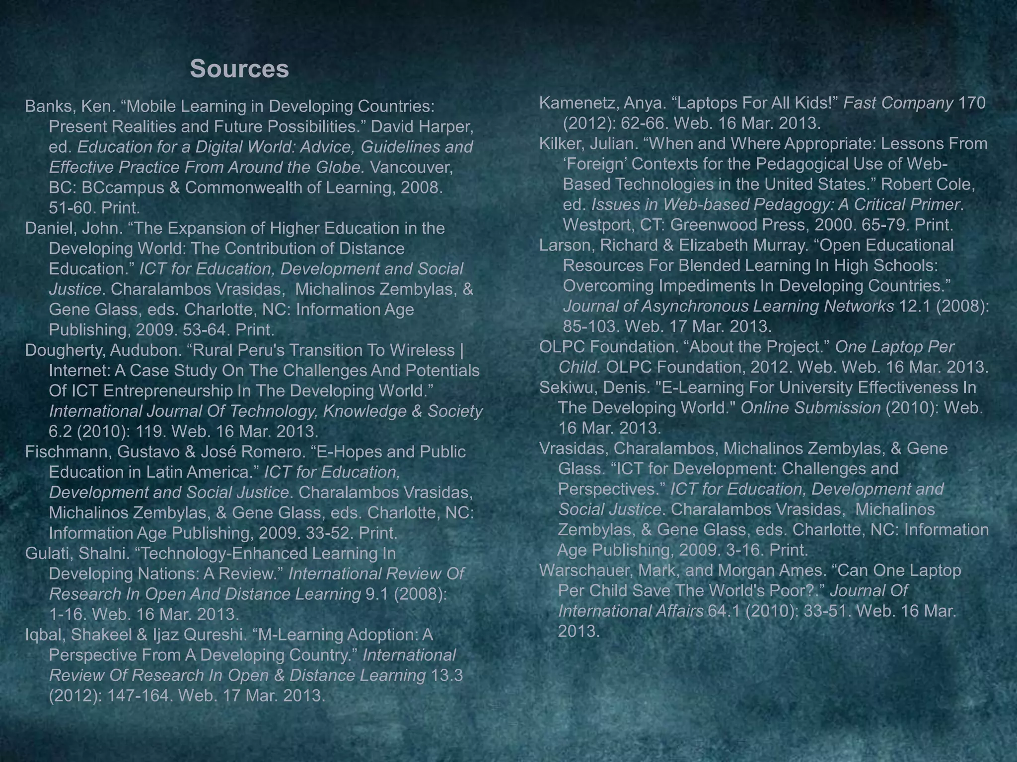 • Founded in 2004 in America

• Mission: “to provide each child
  with a rugged, low-cost, low-power,
  connected laptop”

• “The gods must be crazy”
  approach

• XO laptop: 209 US$

One Laptop Per
Child Project
 