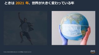 © 2021, Amazon Web Services, Inc. or its Affiliates.
© 2021, Amazon Web Services, Inc. or its Affiliates. All rights reserved.
ときは 2021 年、世界が大きく変わっている年
 