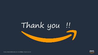 © 2021, Amazon Web Services, Inc. or its Affiliates.
© 2021, Amazon Web Services, Inc. or its Affiliates. All rights reserved.
Thank you !!
 