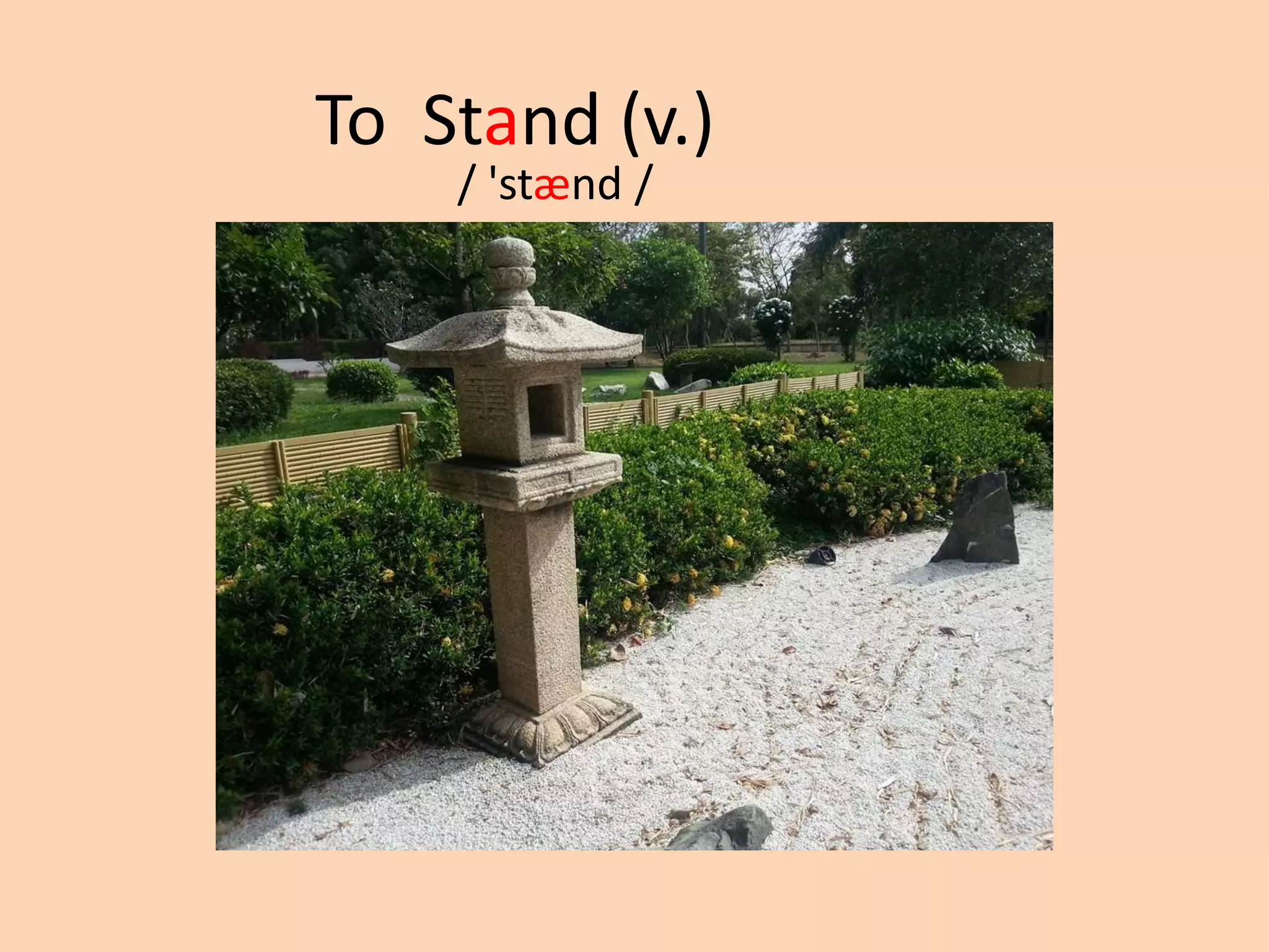 To Stand (v.)
/ 'stænd /

 