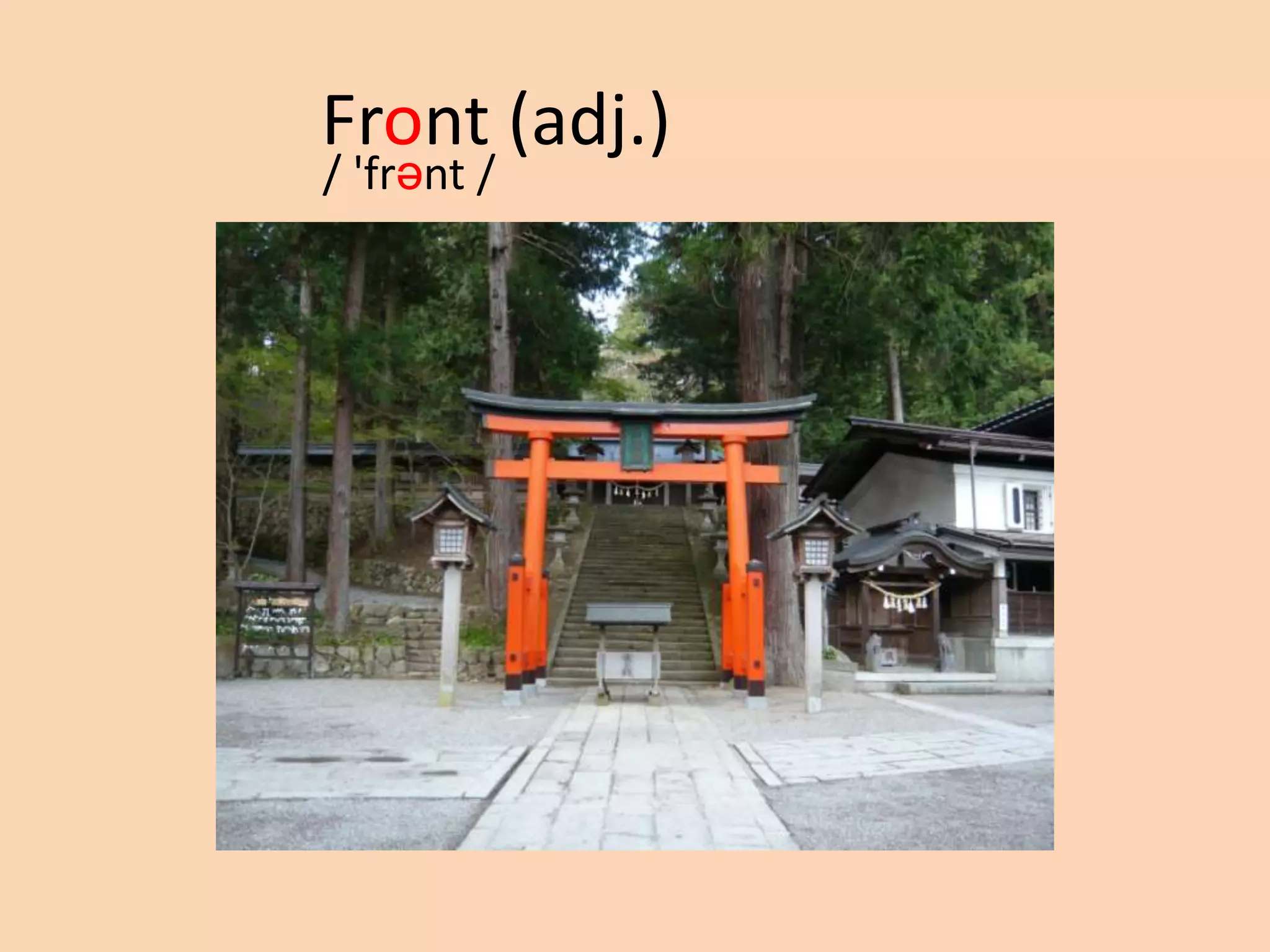 Front (adj.)
/ 'frənt /

 