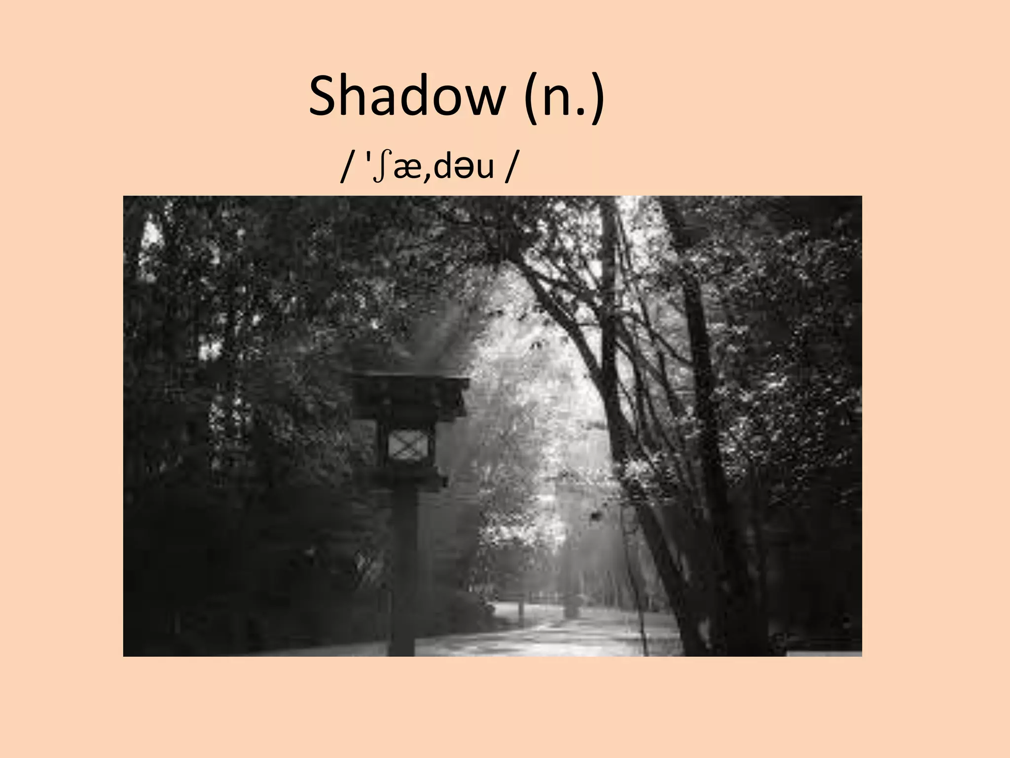 Shadow (n.)
/ 'ʃæ,dəu /

 