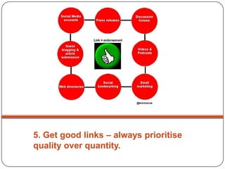 5. Get good links – always prioritise
quality over quantity.