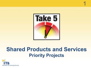 1 Shared Products and Services Priority Projects 