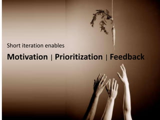 Short iteration enablesMotivation | Prioritization| Feedback