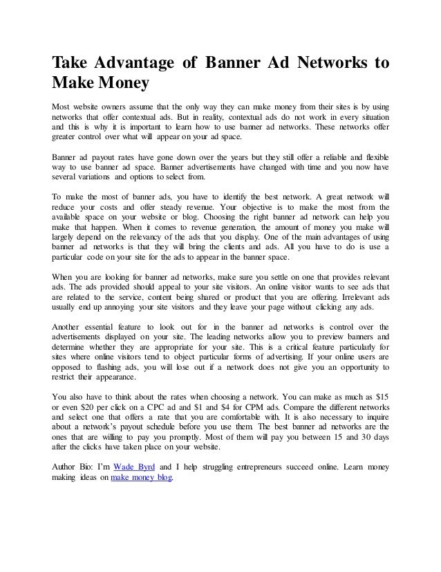 Take Advantage Of Banner Ad Networks To Make Money