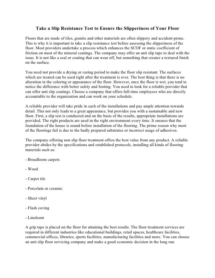 Take a Slip Resistance Test to Ensure the Slipperiness of Your Floor