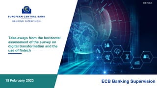 www.ecb.europa.eu ©
Take-aways from the horizontal
assessment of the survey on
digital transformation and the
use of fintech
ECB Banking Supervision
15 February 2023
ECB-CONFIDENTIAL
ECB-PUBLIC
 
