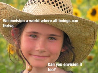 We envision a world where all beings can
thrive.
Can you envision it
too?
 