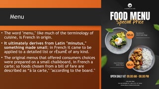 Consumers Menu Take Food and Beverage Orders.pptx: FBS NC | PPTX