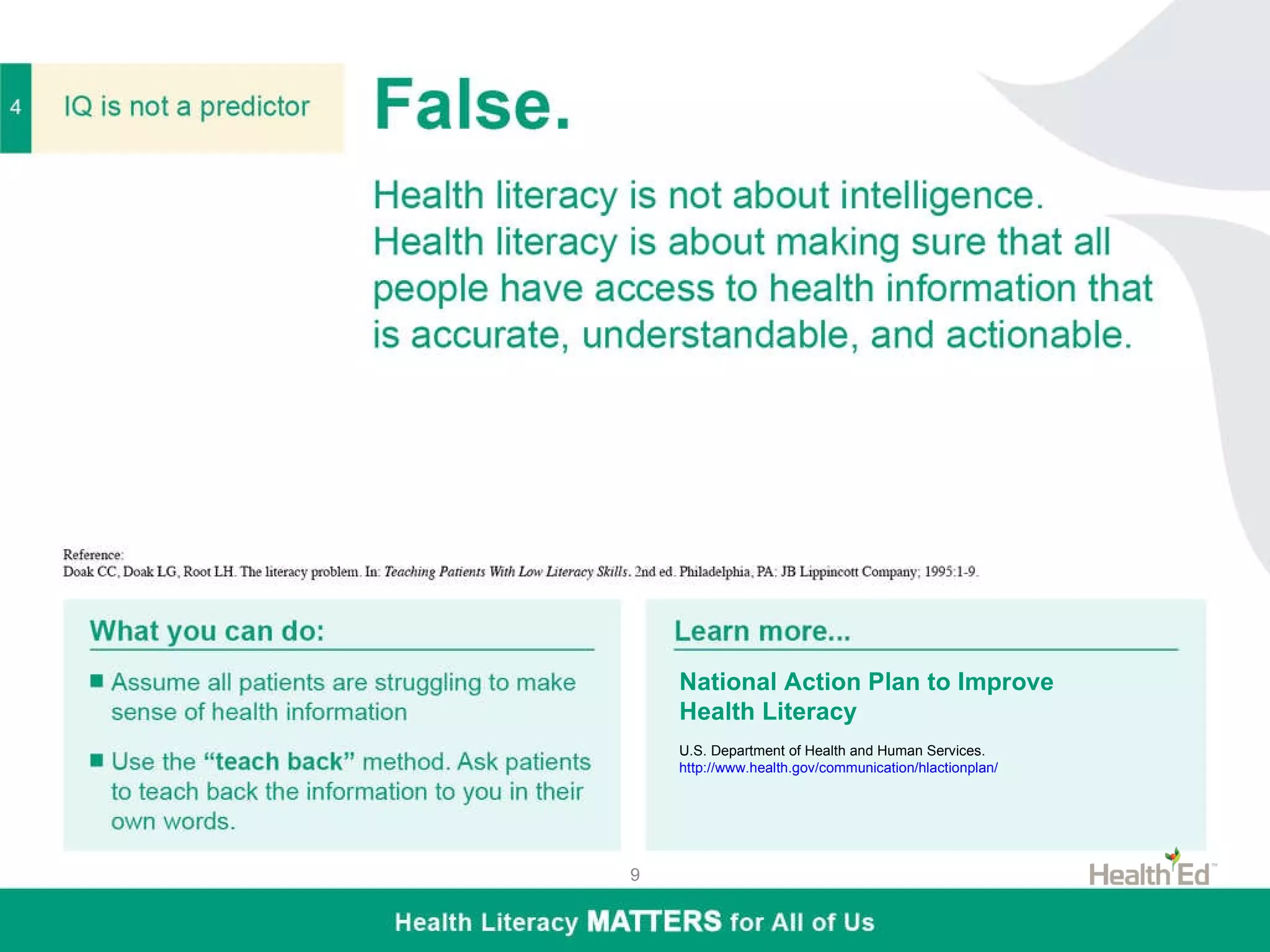 Low health literacy? Take our quiz